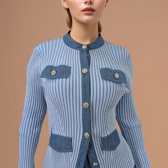 BLUE&DENIM RIBBED CARDIGAN - Picture 1 of 3